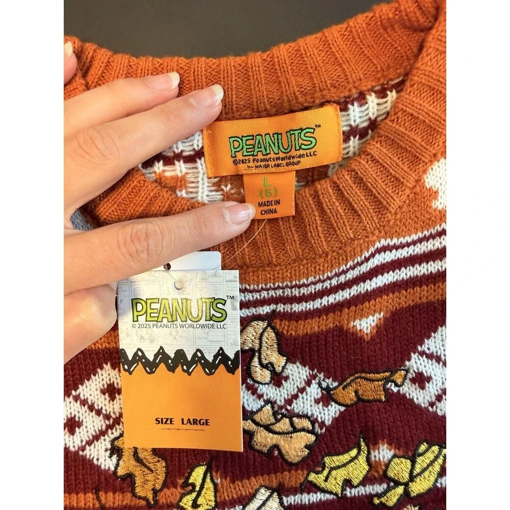 NWT Peanuts Snoopy Autumn Sweater -Size 6 Kids Fall Leaves Thanksgiving Knit